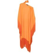 Orange Kaftan Kjole med Cold-Shoulder Design