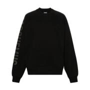 Sort Crew Neck Sweater Flocked Logo