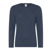 Plettet Struktur Pullover Bluse Indigo