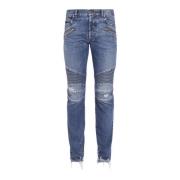 Tapered revnede blå bomuld jeans