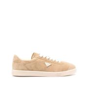 Beige Ruskind Panel Sneakers