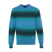 Blå Stribet Crewneck Sweater