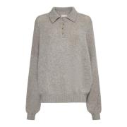 Sepia Melange Cashmere Polo Sweater