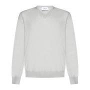 Grå V-hals uld jumper sweater