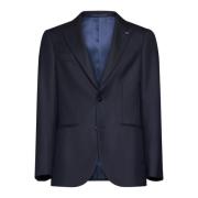 Midnight Blue Wool Blazer med Peak Revers