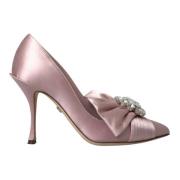 Pink Krystal Satin Højhælede Pumps