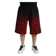 Rød Leopard Print Bermuda Shorts