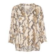 Slangeprint Bluse Fransk Eg Stil