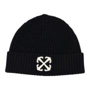 Pil Uld Beanie Sort Hvid