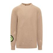 Beige Crew Neck Striktrøje