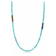 Turquoise Heishi Necklace with Tiger Eye and Blue Lapis