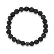 Mens Wristband with Lava Stone, Matte Onyx and Black Logo Ball