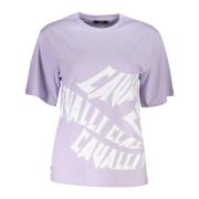 Elegant lilla print tee med logo