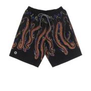 Sorte Boardshorts med Blæksprutteprint