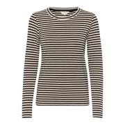 Stribet langærmet T-shirt French Oak