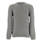 Uld Kashmir Sweater Flettet Strik Rund Hals