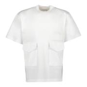 Hvid Bomuld Lomme T-shirt