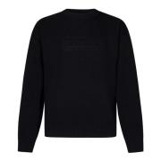 Sort Sweater med Jacquard Logo