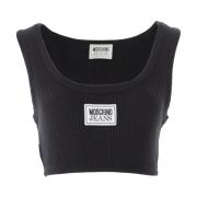 Ribbet Crop Top med Logo Patch