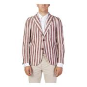 Stribet Bordeaux Knappet Blazer Forår/Sommer