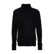 Blå Chenille Roll Neck Sweater