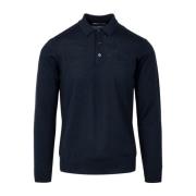 Blå Uld Polo Sweater