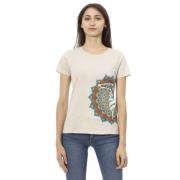 Beige T-shirt med Frontprint