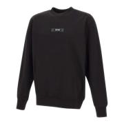 Sort Bomulds Sweatshirt med Crew Neck