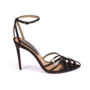 Satin Cage Sandal med Juvel Hardware