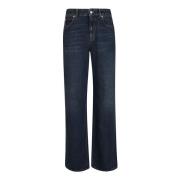 Indigo Denim Wide Leg Jeans