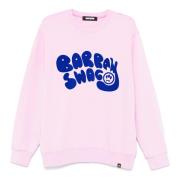 Velvet Print Crewneck Sweater Pink