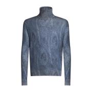 Blå Paisley Turtleneck Sweater