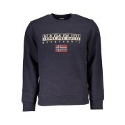 Blå Fleece Pullover med Rund Hals