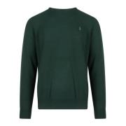 Grøn Sweater med Ruskind Kant