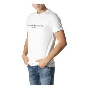 Hvid Print T-shirt Mænd Efterår/Vinter