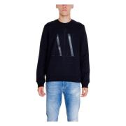 Sort Print Rund Hals Sweatshirt