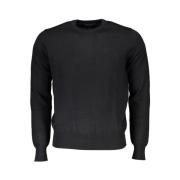 Eco-Luxe Sort Sweater med Rund Hals