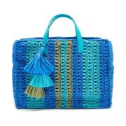 Multifarvet Raffia Shopping Tote Taske