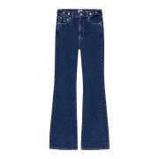 Flared High Waist Blå Denim Jeans