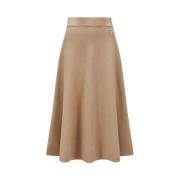 Midi Flared Skirt i Ristet Brun