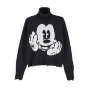 Sort Uldtrøje med Mickey Design