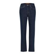 Straight Denim Jeans med Brune Detaljer