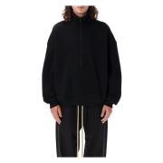 Sort Strik Half-Zip Mockneck Sweatshirt