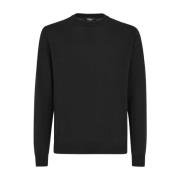 Sort Uld Crew-Neck Pullover Sweater