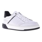 Trainers in white leather and tumbled leather