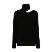 Sort Cashmere Sweater med Cut Out