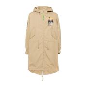 Beige Bomuld Parka Frakke