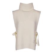 Beige Logo-Broderet Fiskerstrik Vest