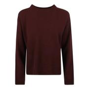 Bordeaux Rød Strikket Sweatshirt Med Rund Hals