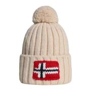 Beige uldberet med pompon